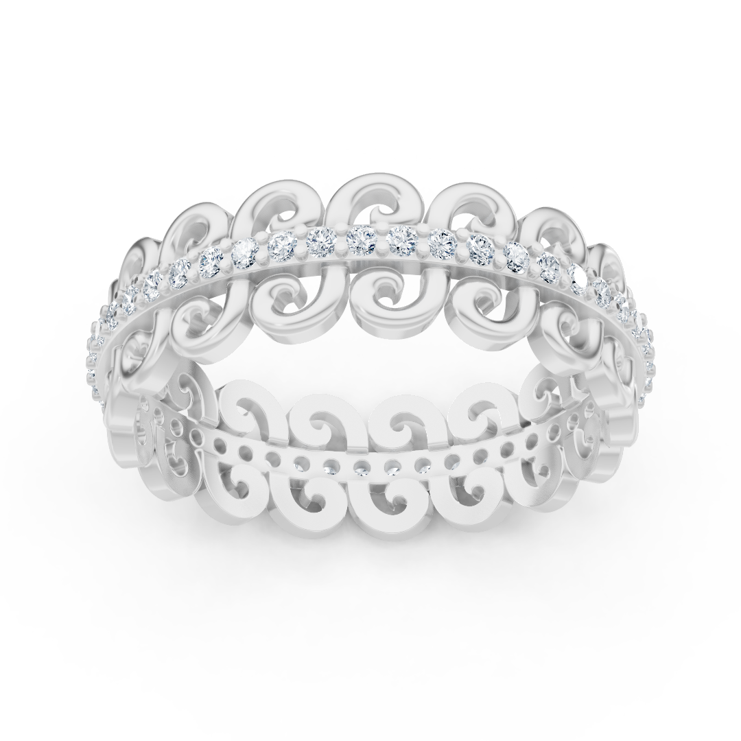 Anmutiger Schneckenmuster Diamantring - 14K Weissgold, ca. 0.28 Karat