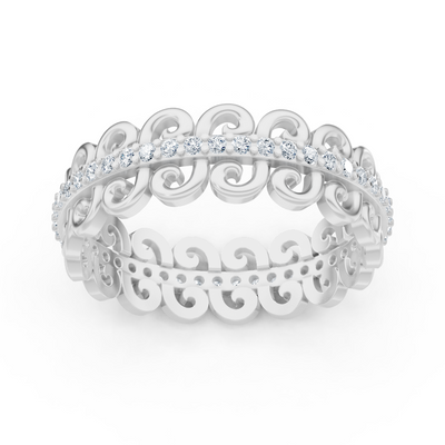 Anmutiger Schneckenmuster Diamantring - 14K Weissgold, ca. 0.28 Karat