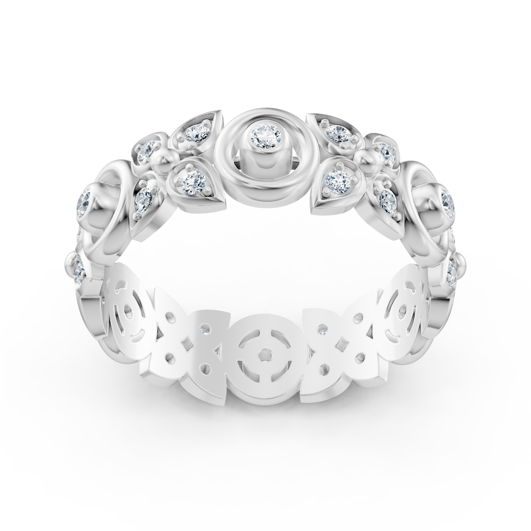 Weißgoldener Diamantring mit floralem Design