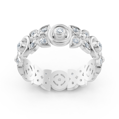 Weißgoldener Diamantring mit floralem Design