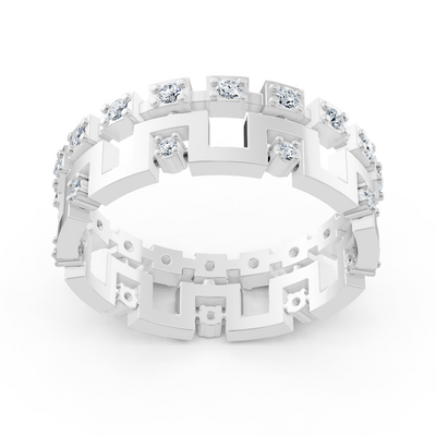 14 Karat Weißgold Diamant Geometrischer Ring - Ausdrucksstarker Damenring mit modernem Design
