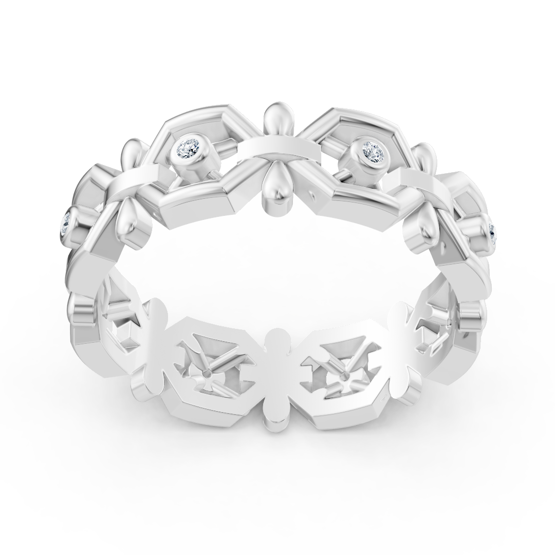 Weißgoldener Diamantring mit geometrischem Design