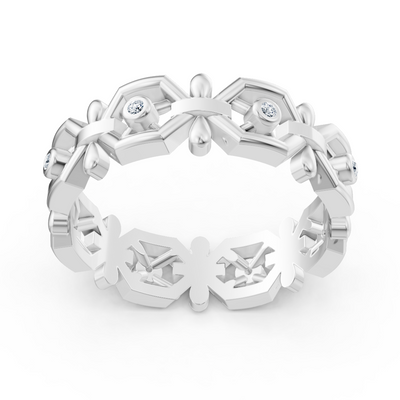 Weißgoldener Diamantring mit geometrischem Design