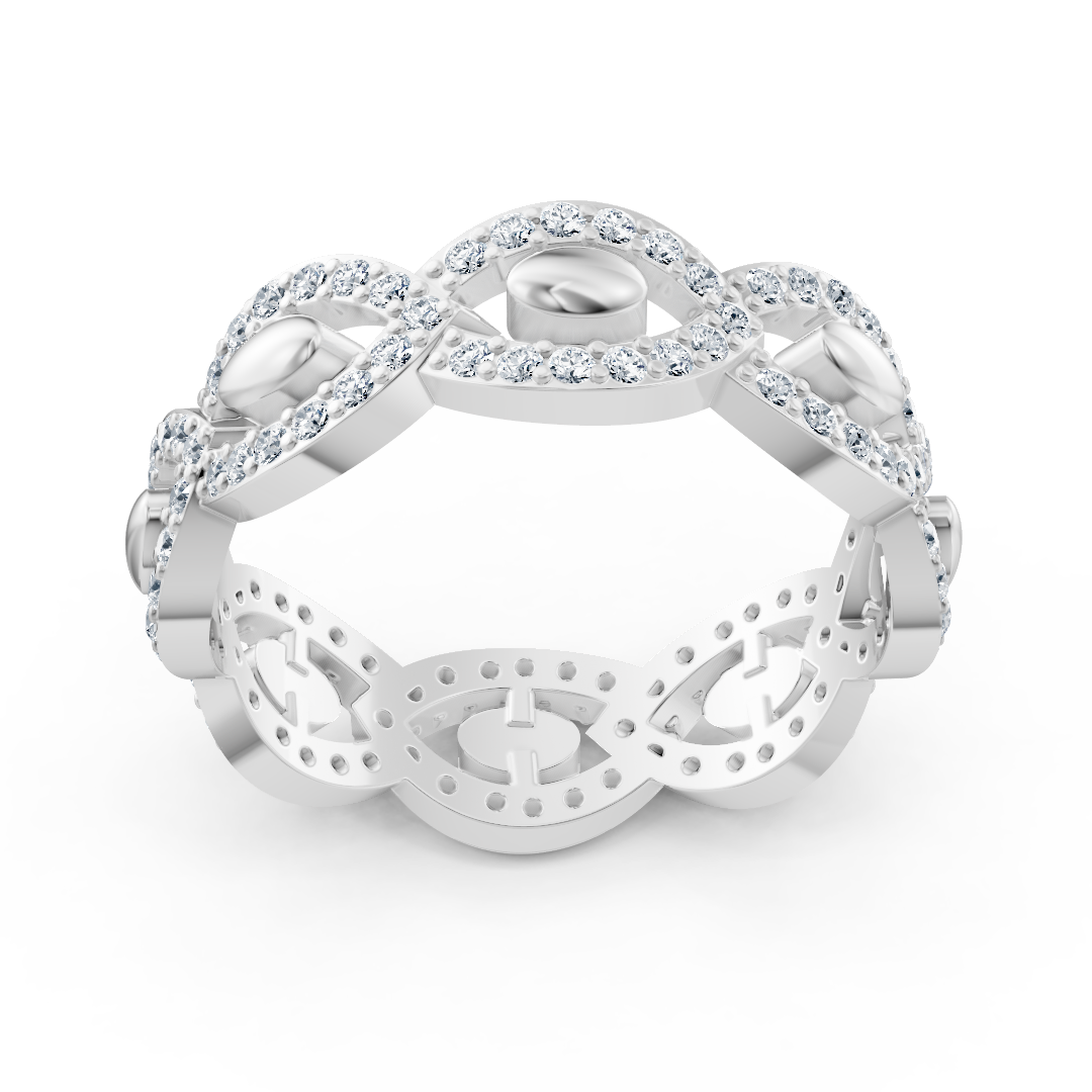 Weißgoldener Diamantring mit verschlungenem Design