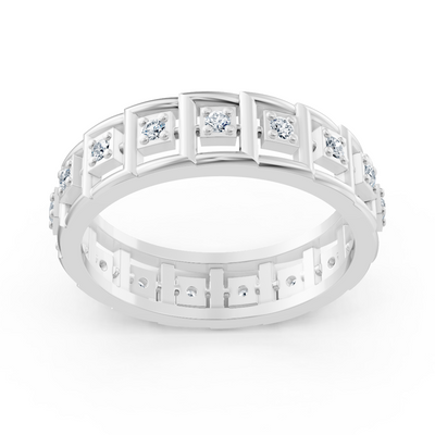 Weißgoldener Diamantring mit quadratischem Design