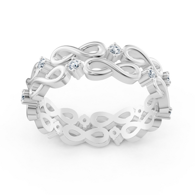 Weißgoldener Diamantring mit Unendlichkeitsdesign