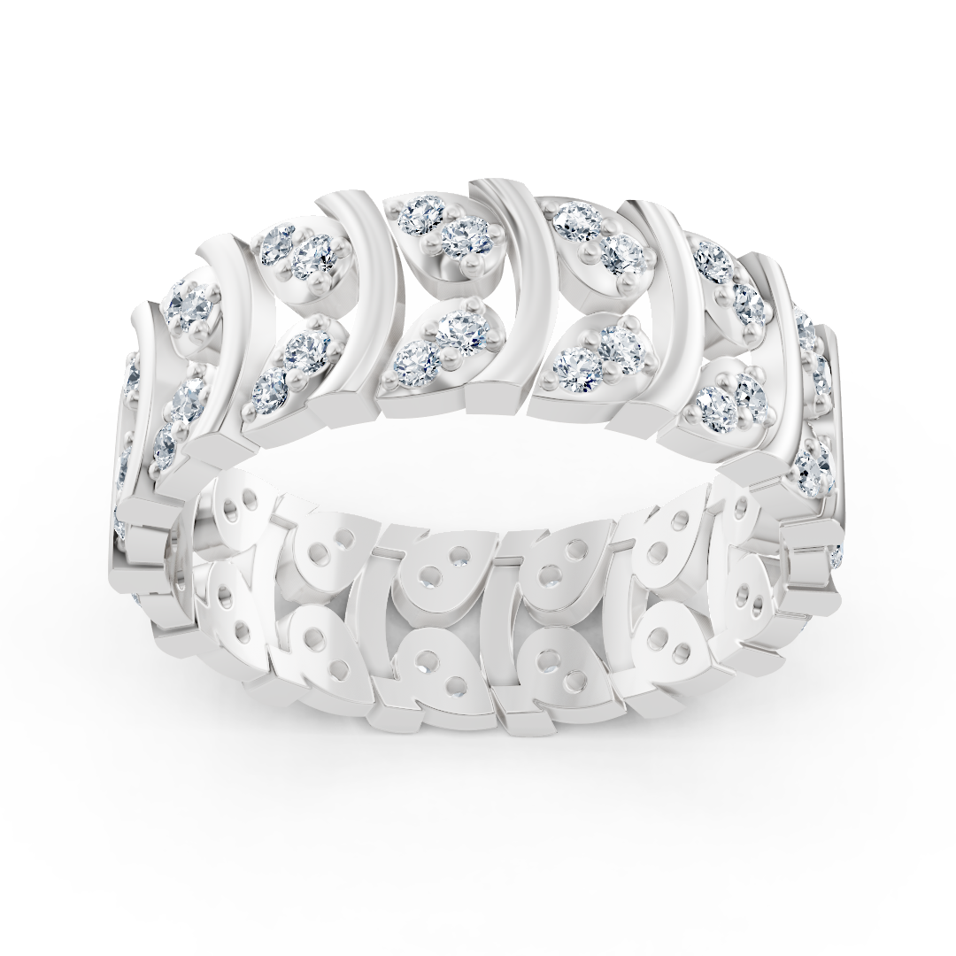 Weißgoldener Diamantring mit geschwungenem Design