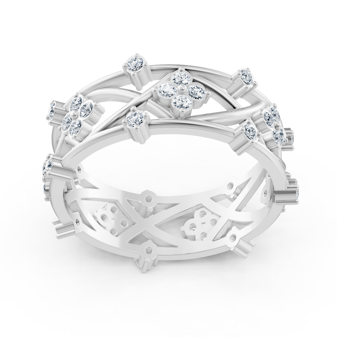 Weißgoldener Diamantring mit floralem Design