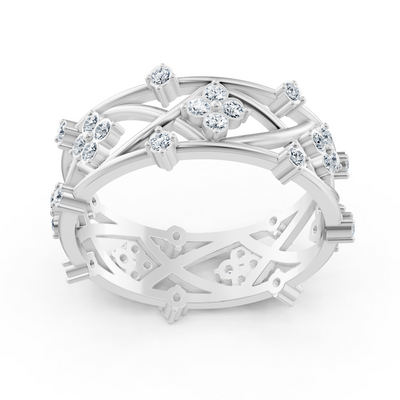 Weißgoldener Diamantring mit floralem Design
