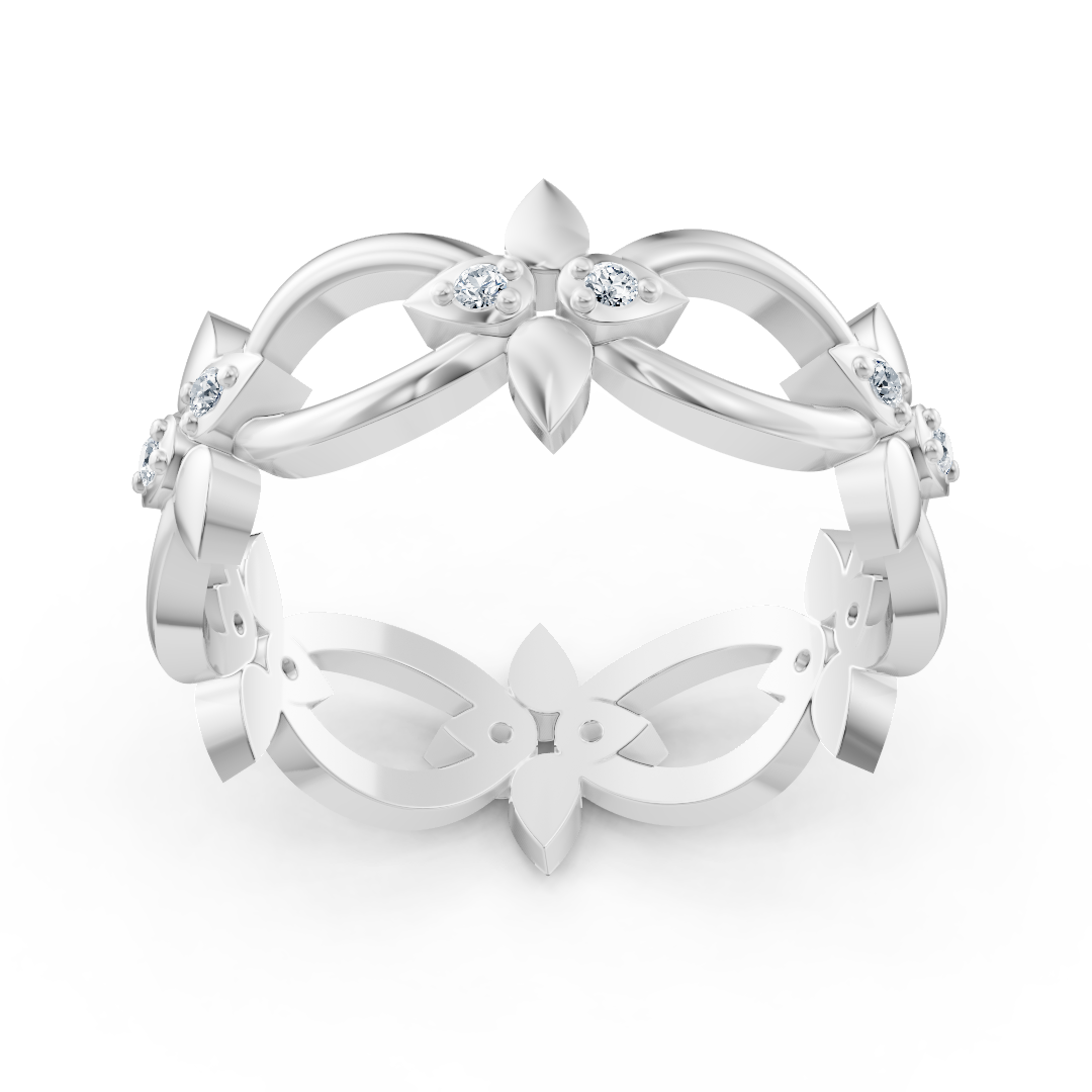 Weißgoldener Diamantring mit Blütenblattdesign