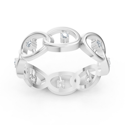 Weißgoldener Diamantring mit Kettenglieddesign