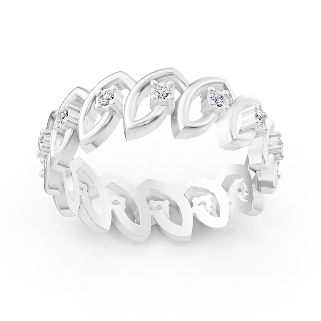 Elegant white gold ring with round-cut diamonds – delicate design