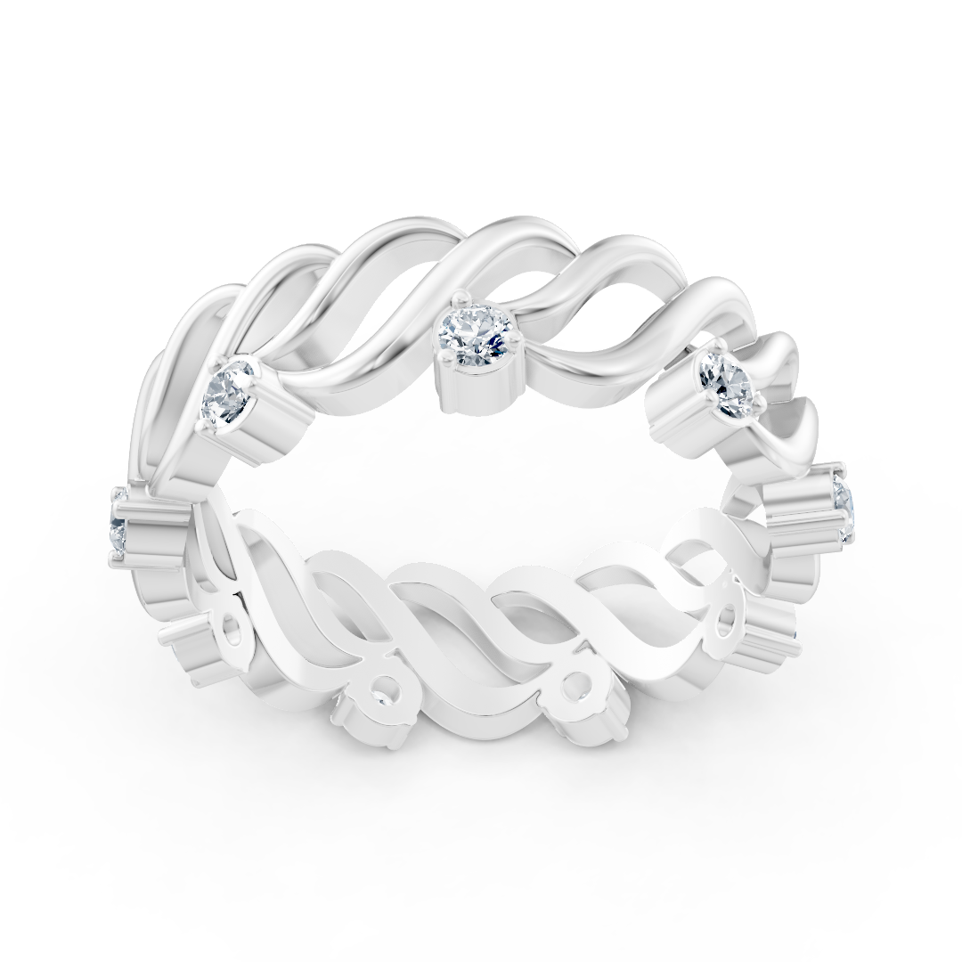 14 Karat Weißgold Diamant Bandring "Welle der Anmut