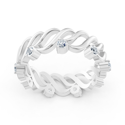 14 Karat Weißgold Diamant Bandring "Welle der Anmut