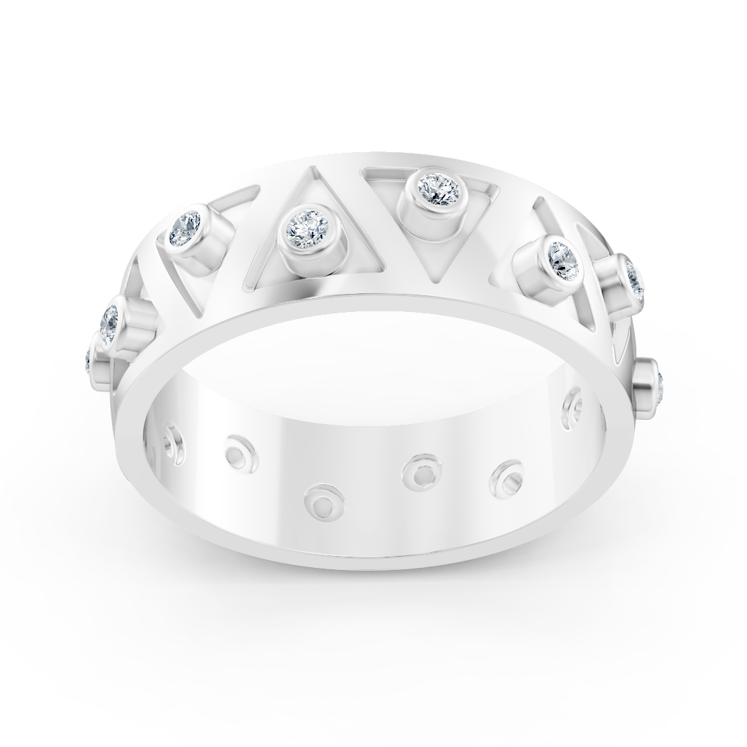 Birgie 14K Weissgold Diamant Zickzack Ring - Moderner Schwung