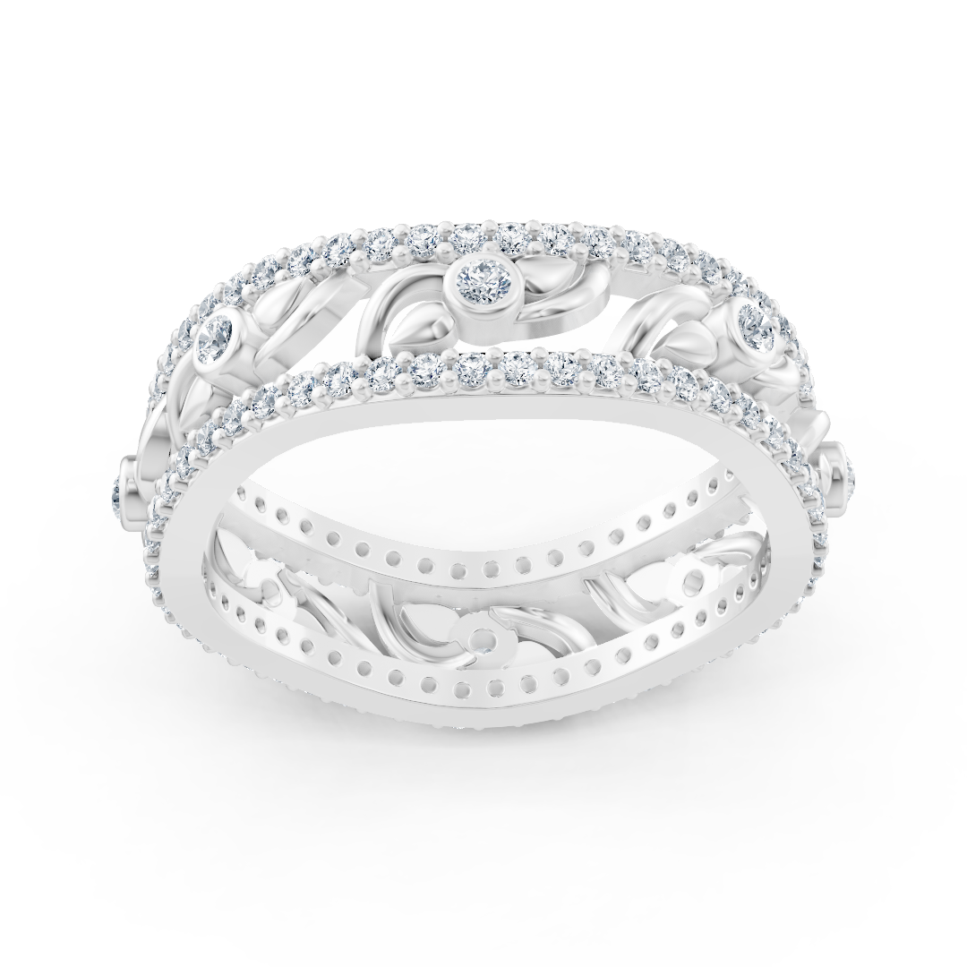 Birgie 14K Weissgold Diamant Herz Ranken Ring - Romantische Eleganz