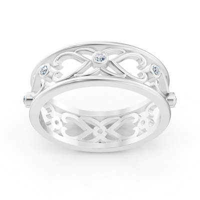 Elegant white gold ring with round diamonds in bezel design