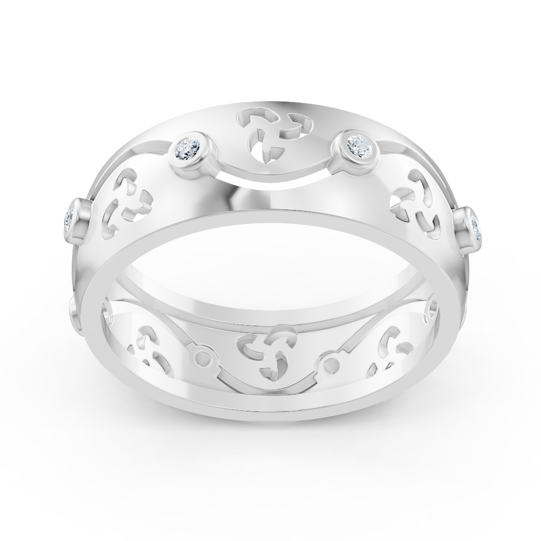 Eleganter Weißgold-Ring mit Runddiamanten im Bezel-Design