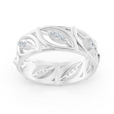 Moderner Weißgold-Ring mit Runddiamanten im Prong-Design