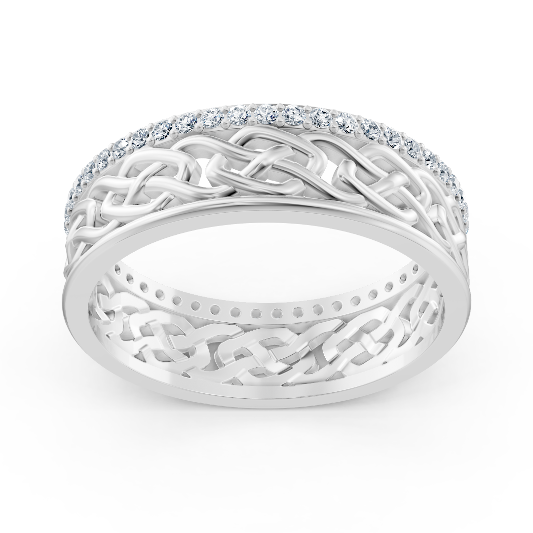 Moderner Weißgold-Ring mit Runddiamanten im Prong-Design