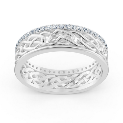 Moderner Weißgold-Ring mit Runddiamanten im Prong-Design
