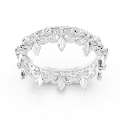 Weißgold-Ring mit Runddiamanten im Prong- und Bezel-Design