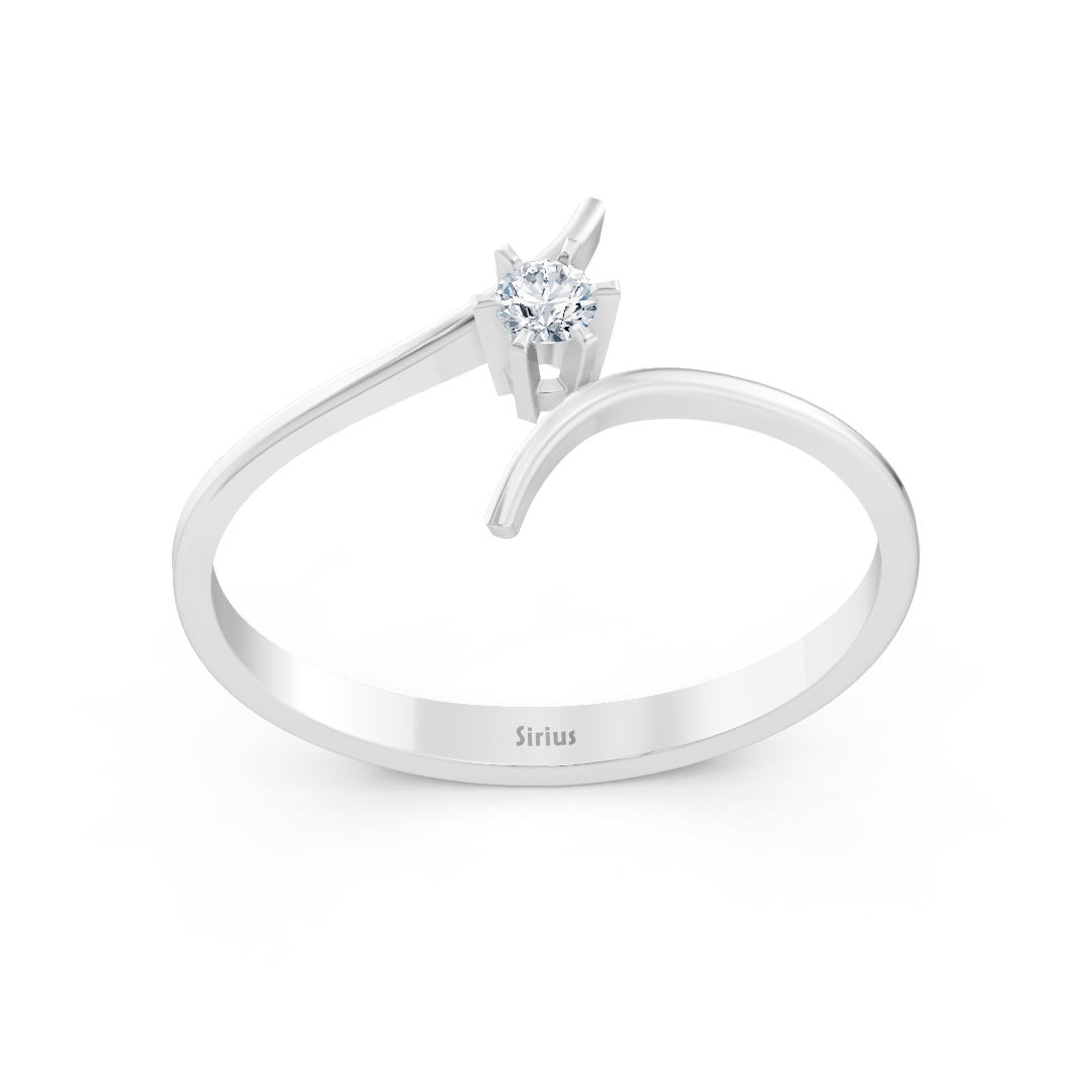 Weißgold Diamant Solitärring Schlicht