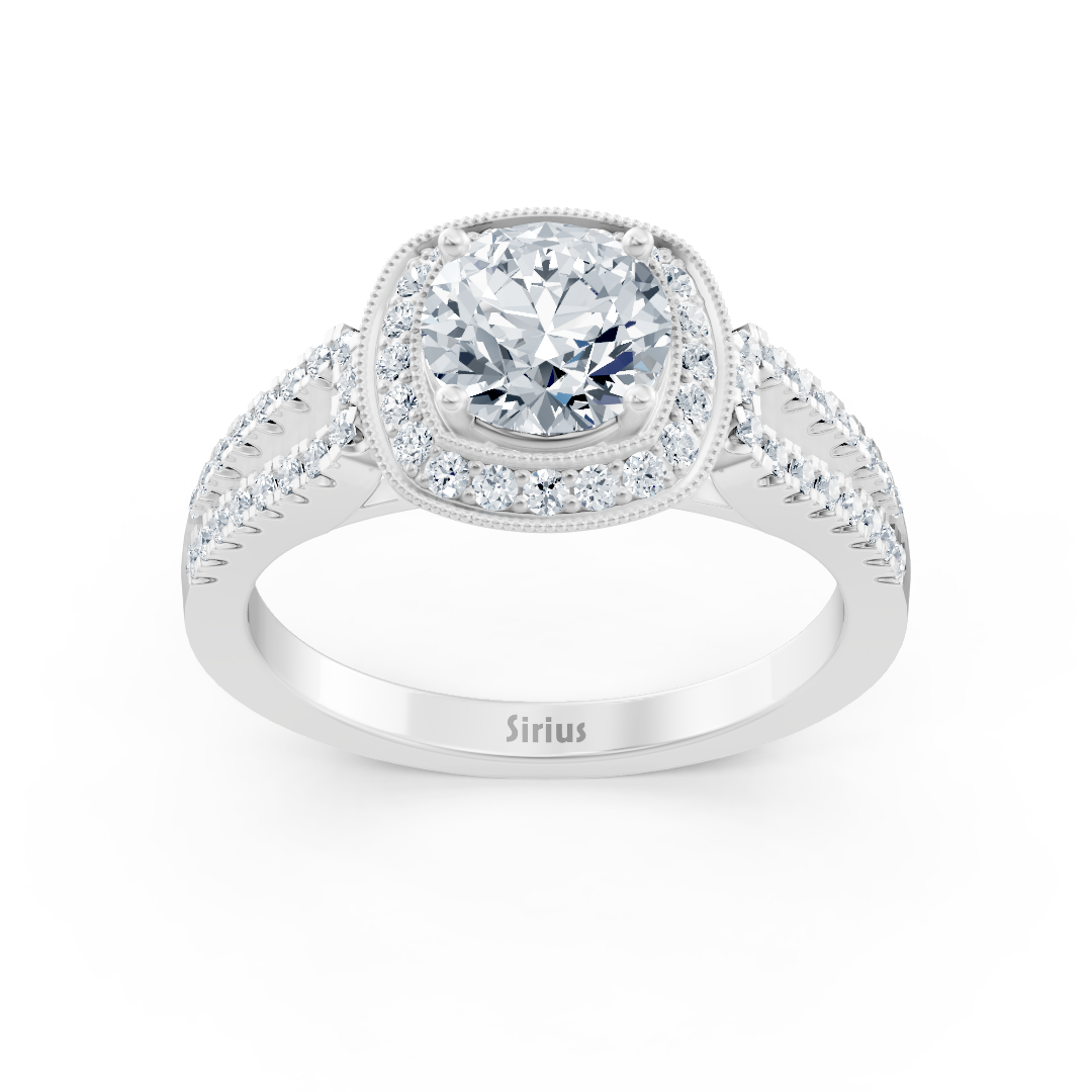 Doppel Halo Diamant Verlobungsring aus 14 Karat Weißgold