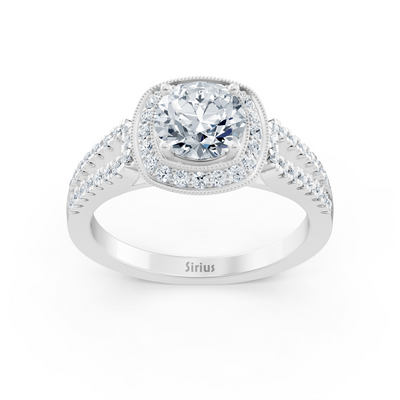 Doppel Halo Diamant Verlobungsring aus 14 Karat Weißgold