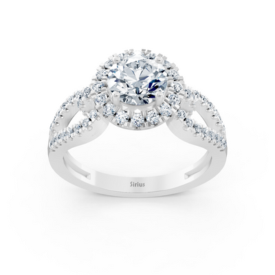 Halo Diamant Verlobungsring aus 14 Karat Weißgold
