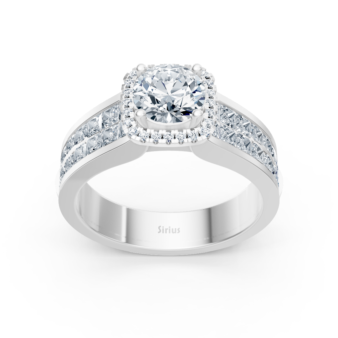 Extravaganter Diamant Verlobungsring mit Prinzess- und Brillantschliff aus 14 Karat Weißgold
