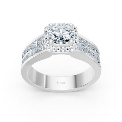 Extravaganter Diamant Verlobungsring mit Prinzess- und Brillantschliff aus 14 Karat Weißgold