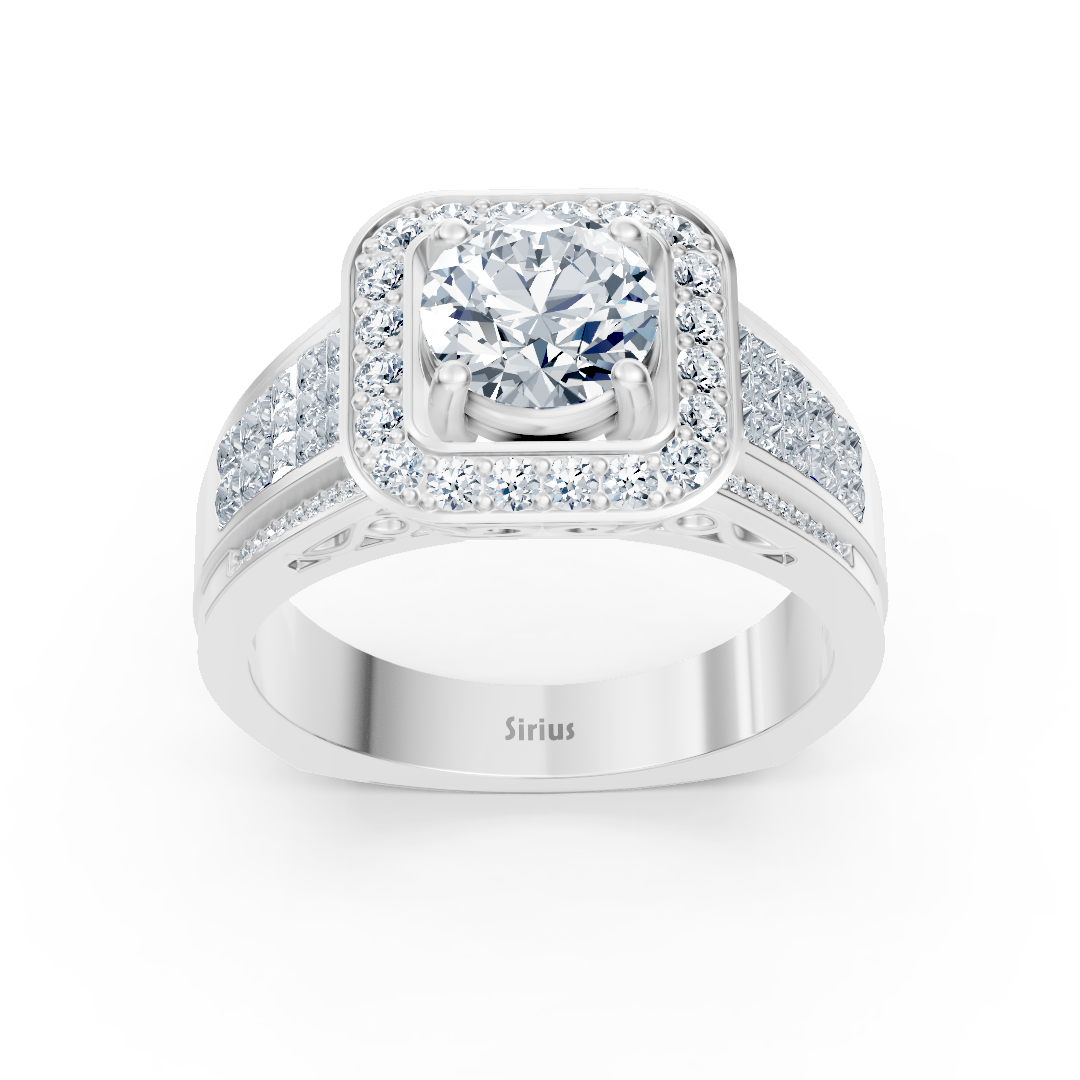 Funkelnder Diamant Verlobungsring mit Prinzess- und Brillantschliff aus 14 Karat Weißgold