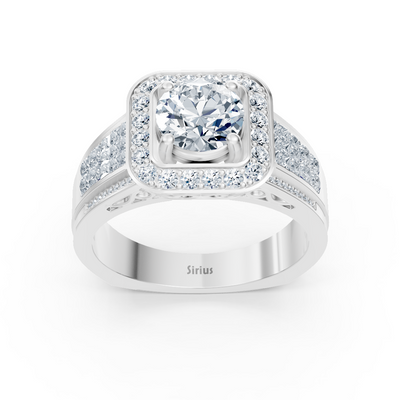 Funkelnder Diamant Verlobungsring mit Prinzess- und Brillantschliff aus 14 Karat Weißgold