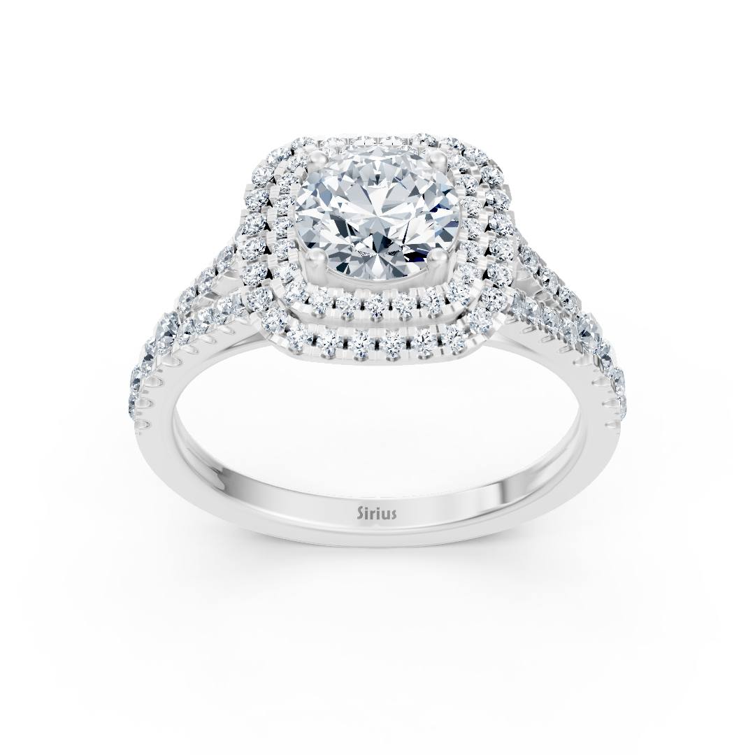 14 Karat Weissgold Doppel Halo Diamant Verlobungsring