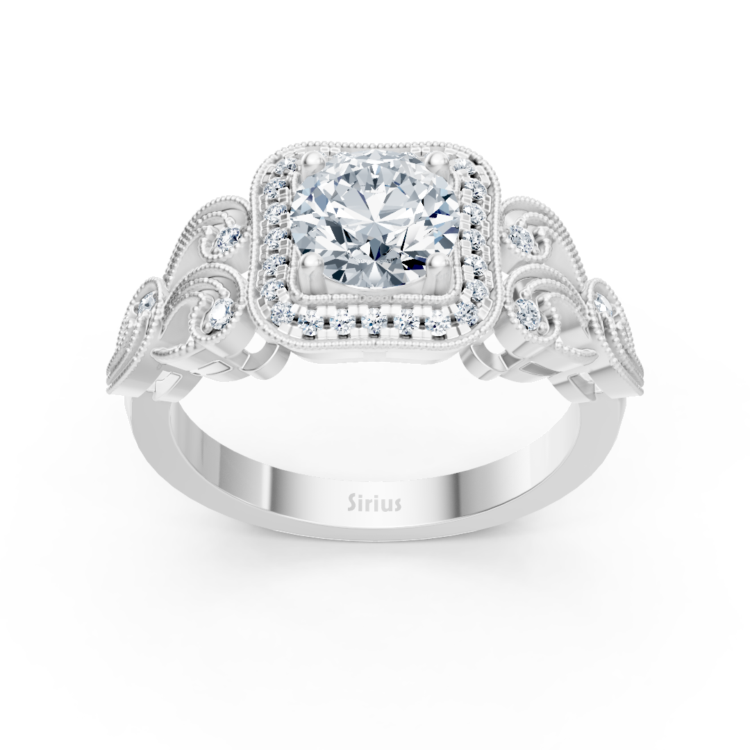 Vintage Romance 14 Karat Weissgold Diamantring