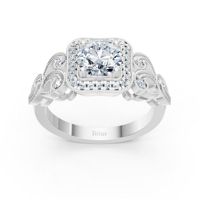 Vintage Romance 14 Karat Weissgold Diamantring