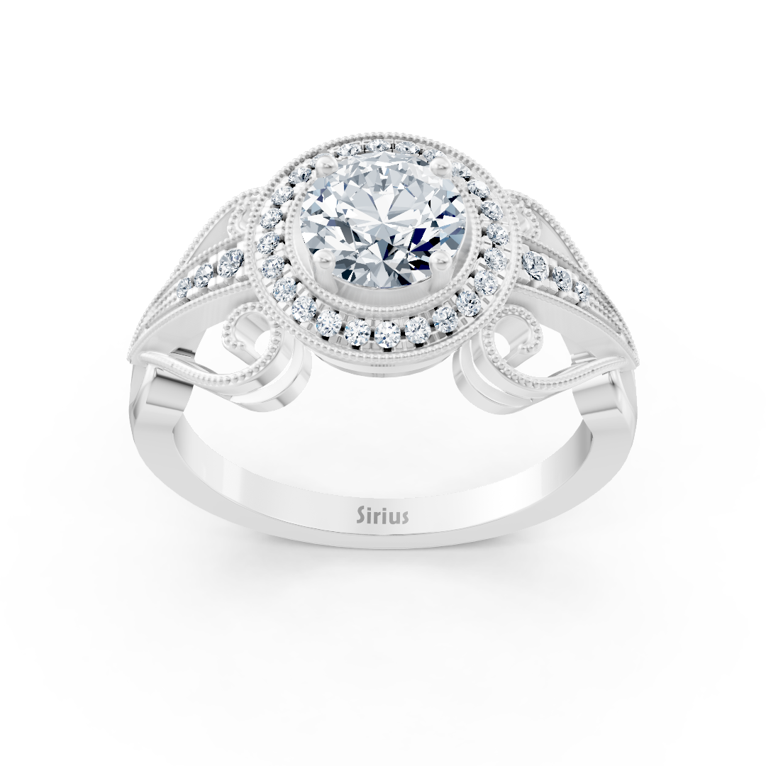Vintage Verlobungsring mit Diamanten in 14K Weissgold