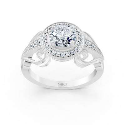 Vintage Verlobungsring mit Diamanten in 14K Weissgold
