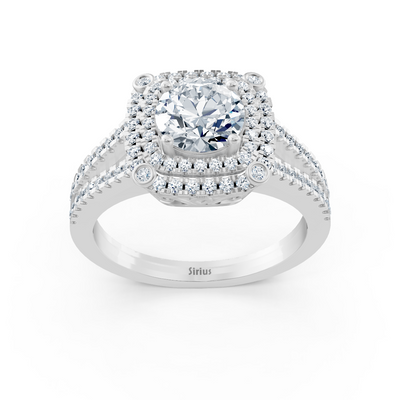 Weissgold Doppel Halo Diamant Verlobungsring