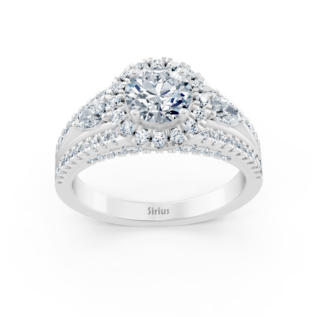 white gold diamond &amp; emerald engagement ring