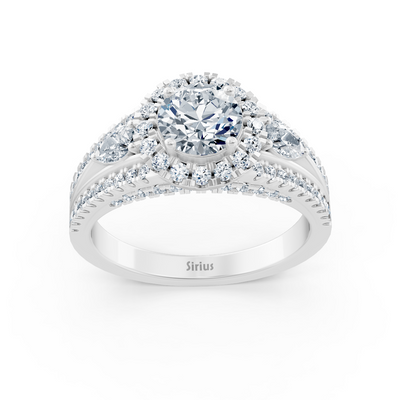 white gold diamond &amp; emerald engagement ring
