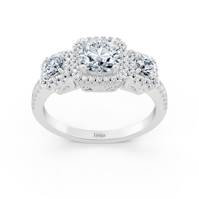 Diamant 3-Stein Verlobungsring aus Weißgold
