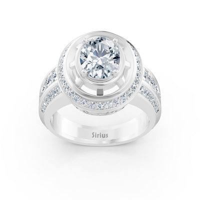 White gold halo engagement ring with diamonds &amp; tourmaline