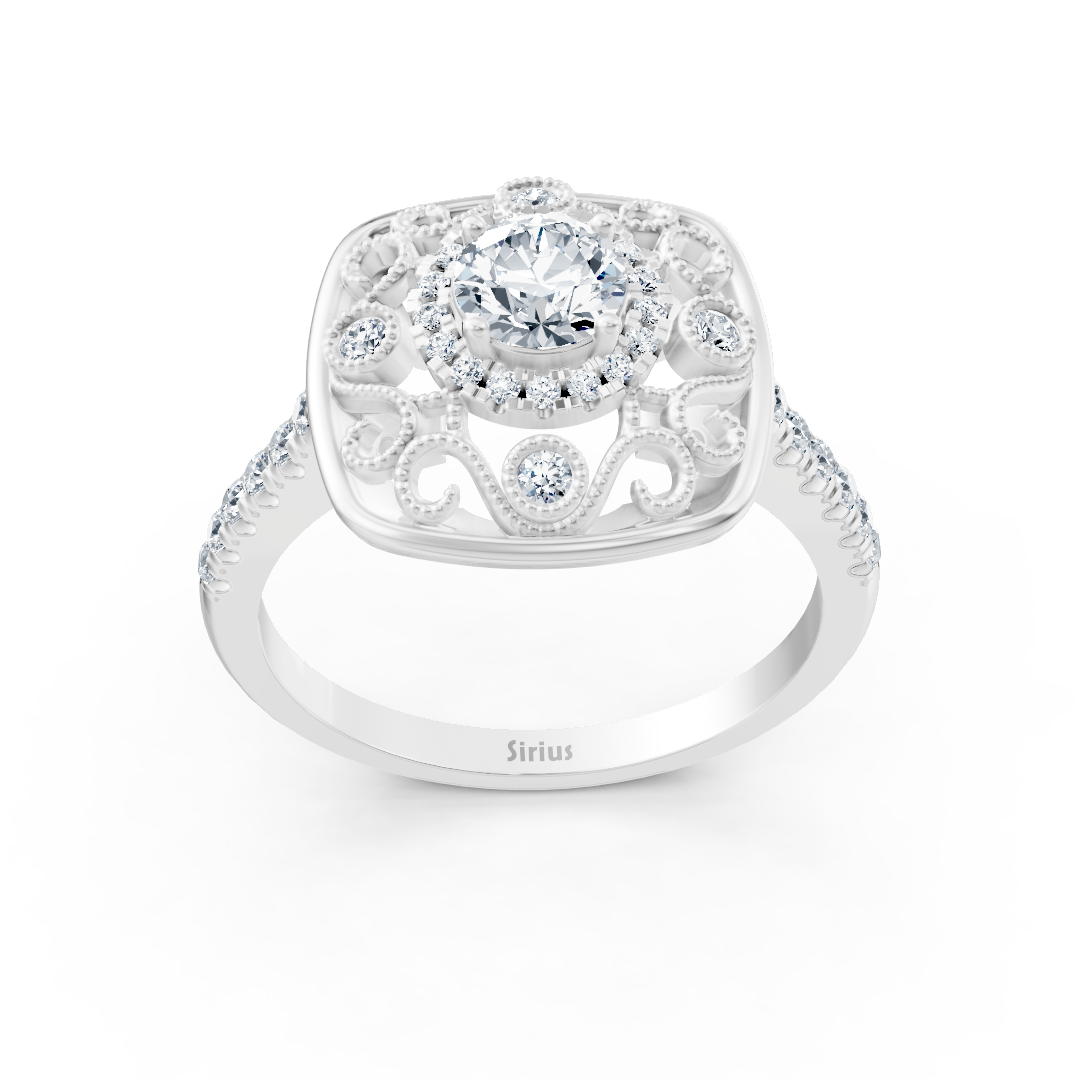Extravagant white gold halo diamond cocktail ring