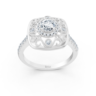 Extravagant white gold halo diamond cocktail ring