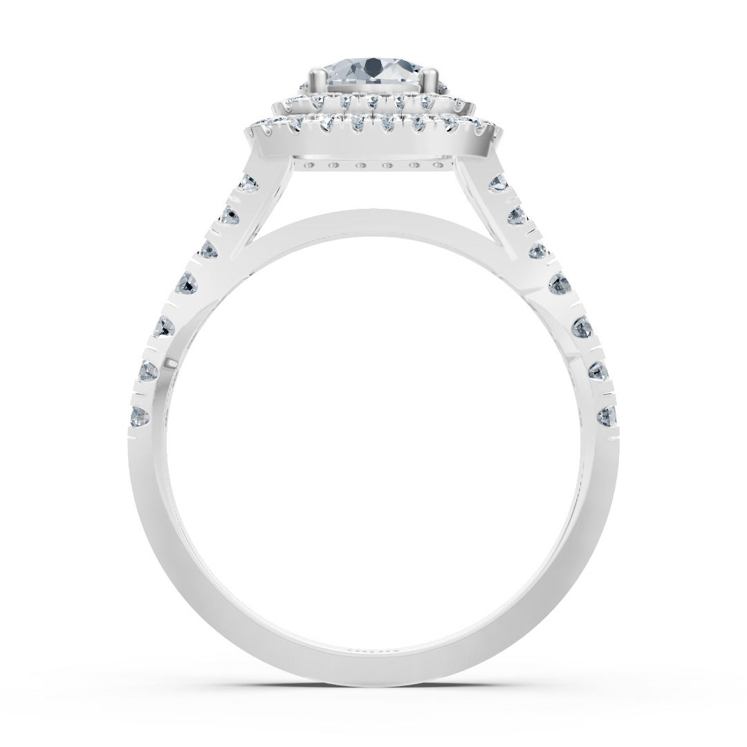 Double Halo Diamond Ring White Gold