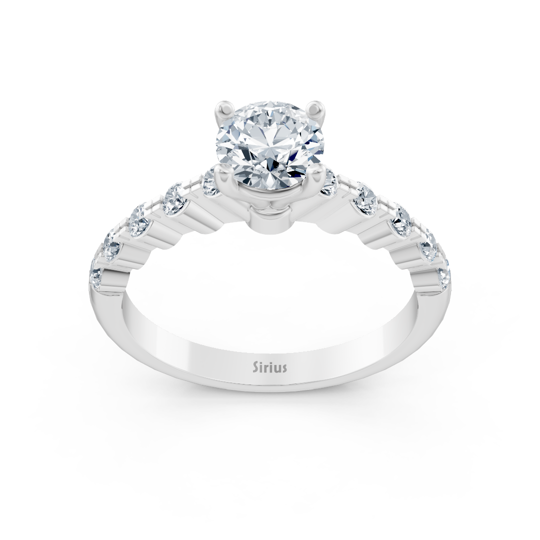 Half Eternity &amp; Solitaire Diamond Ring White Gold