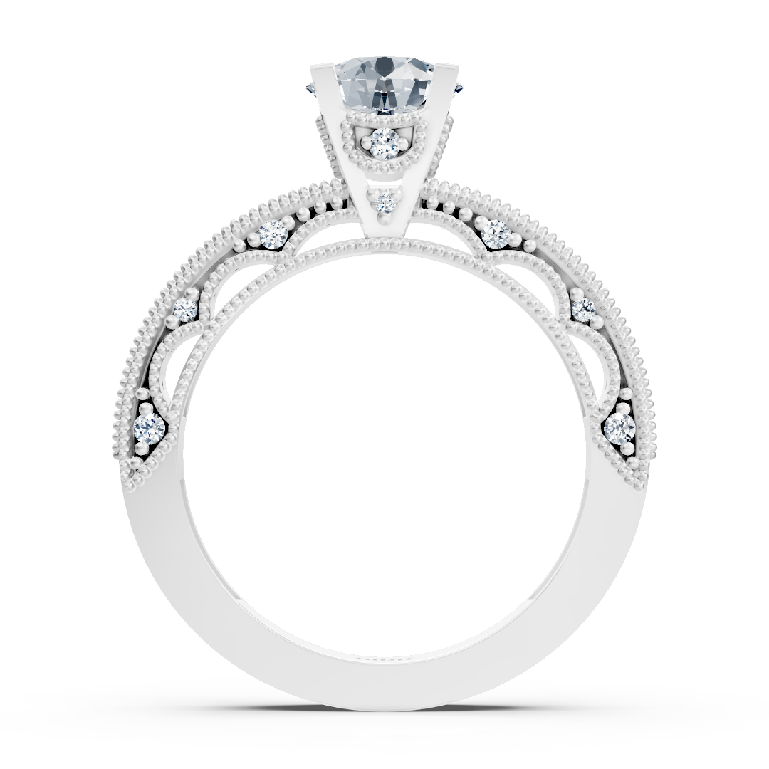 14 Karat Weissgold Rundschliff Diamant Ring
