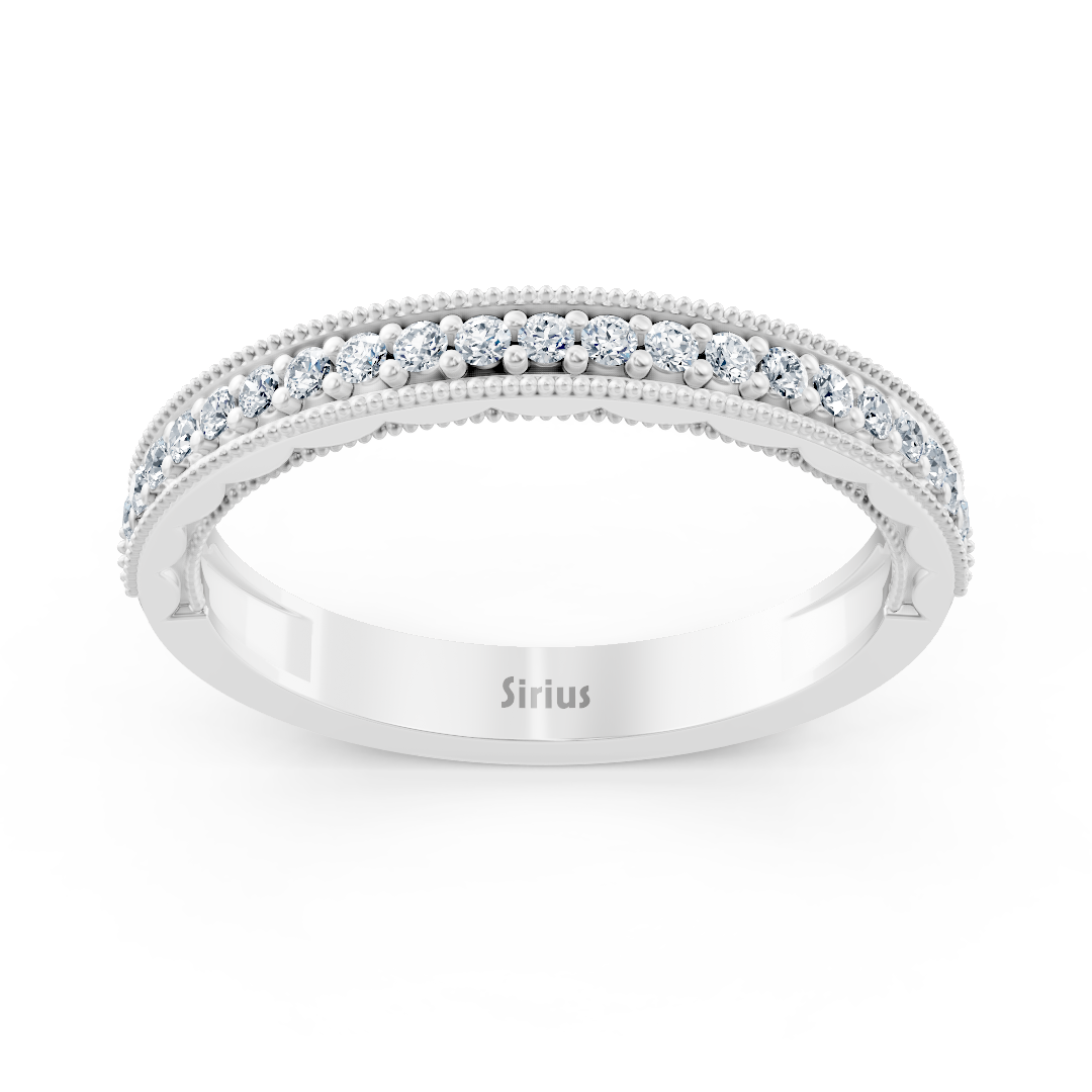 0.21 Karat Diamant Halbe Ewigkeit Ring mit Milgrain-Details aus 14 Karat Weißgold